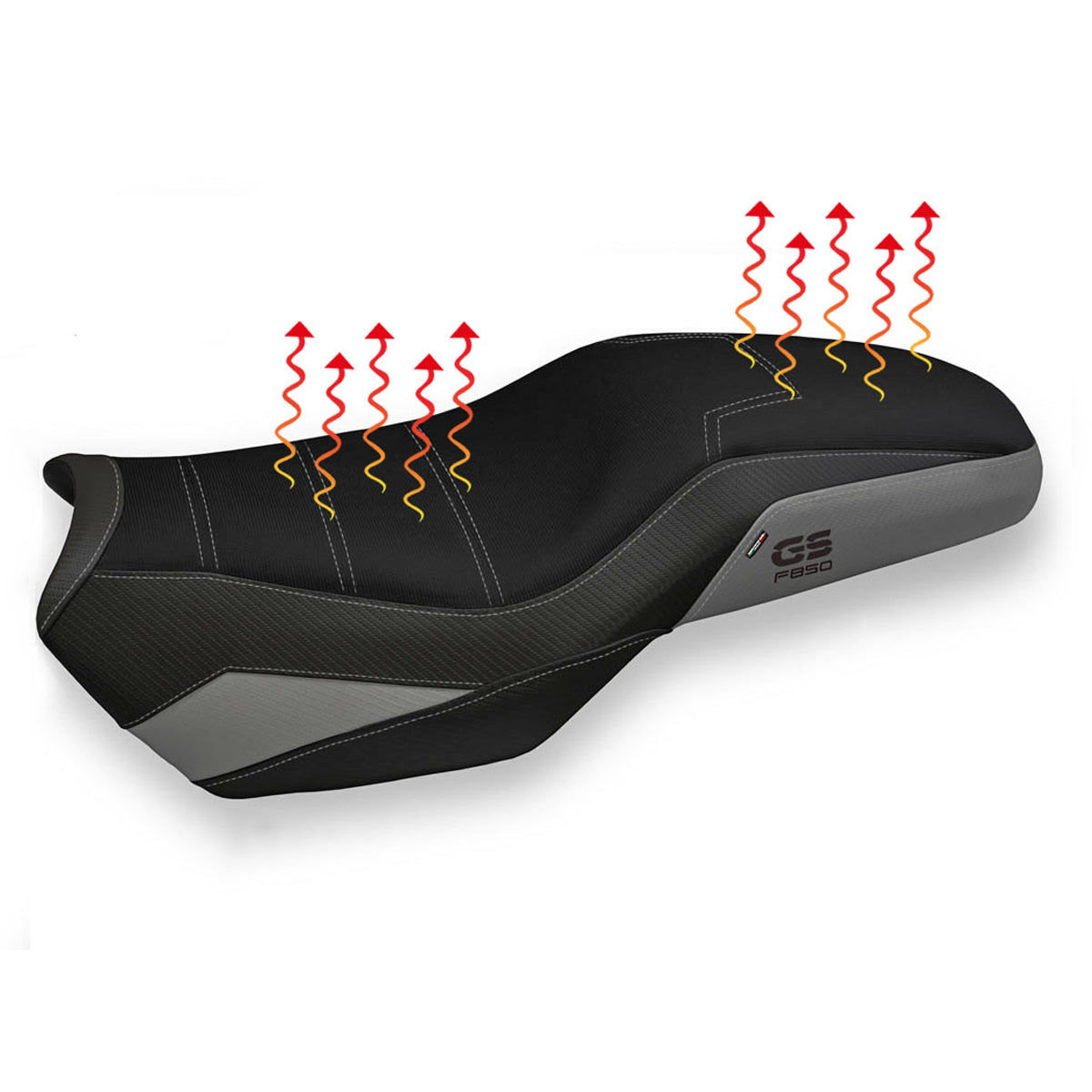 Funda de asiento calefactable Comfort Tappezzeria Italia TPZ para BMW F750GS F800GS F850GS 2019-2024 en gris y negro