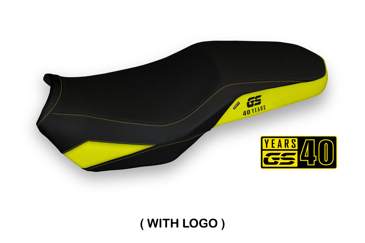 Funda de asiento para BMW F750GS F800GS F850GS 2018-2025 Tappezzeria Italia TPZ en amarillo 40.º aniversario