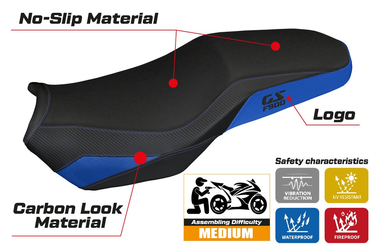BMW F900GS Adventure 2025-2026 Seat Cover Tappezzeria Italia TPZ Blue Black