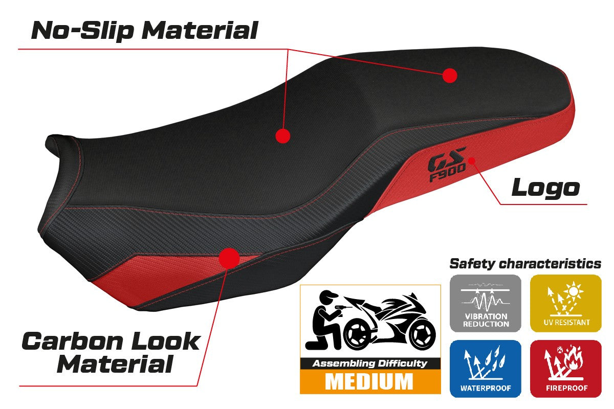 BMW F900GS Adventure 2025-2026 Seat Cover Tappezzeria Italia TPZ Red Black