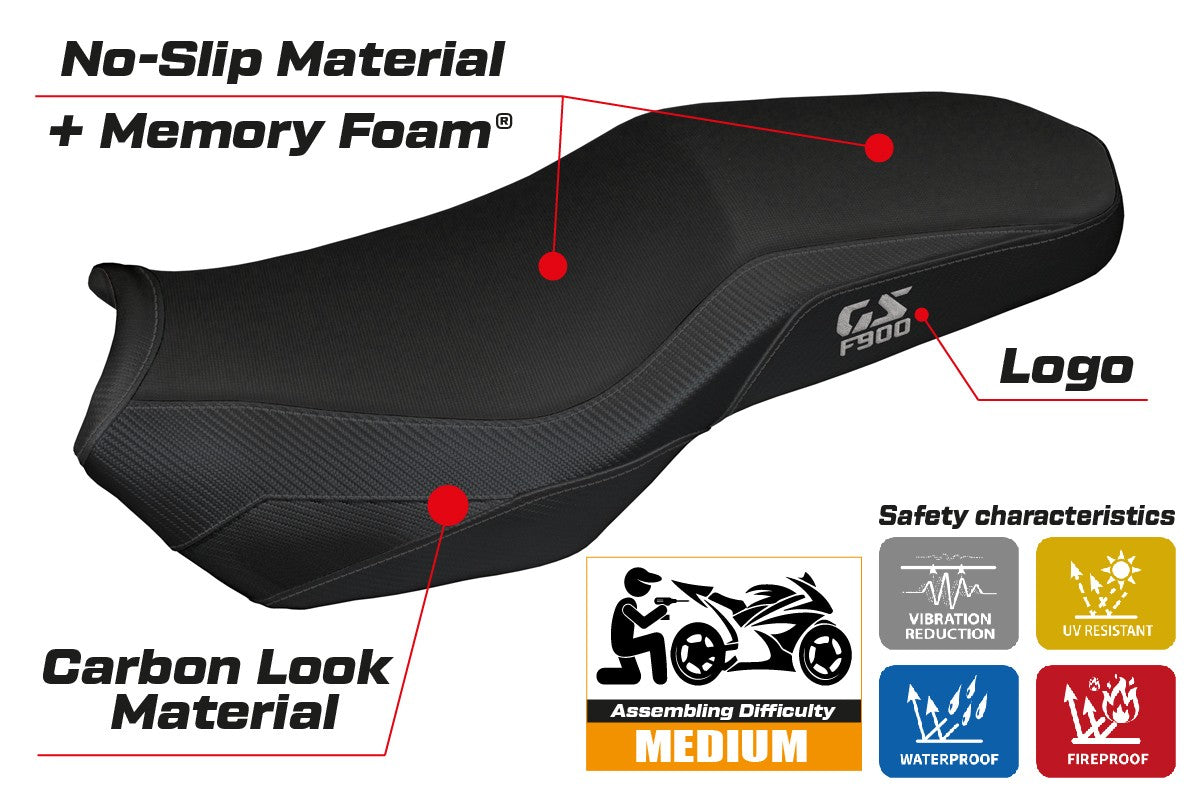 BMW F900GS Adventure 2025-2026 Seat Cover TPZ Italia Heated Comfort Black