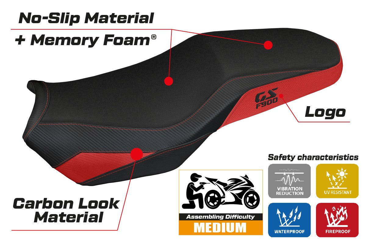 BMW F900GS Adventure 2025-2026 Seat Cover TPZ Italia Heated Comfort Red Black