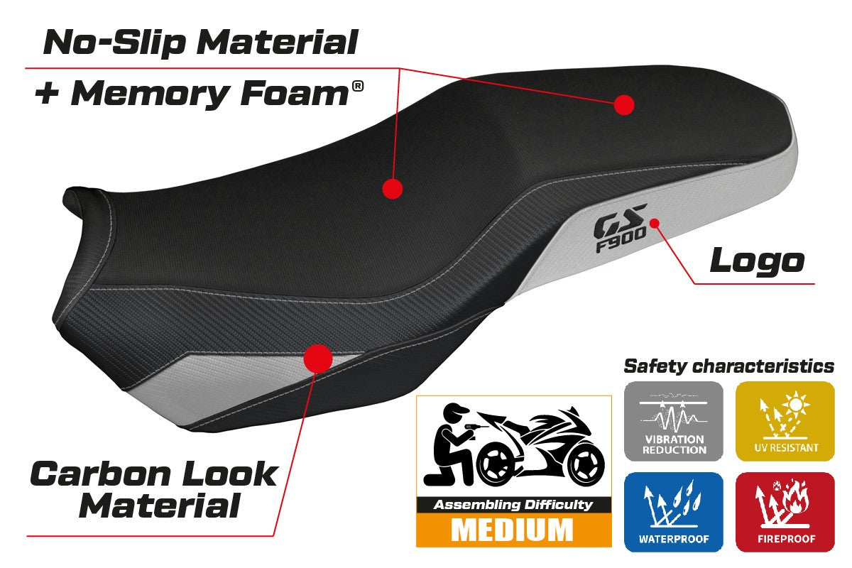 BMW F900GS Adventure 2025-2026 Seat Cover TPZ Italia Heated Comfort Silver Black
