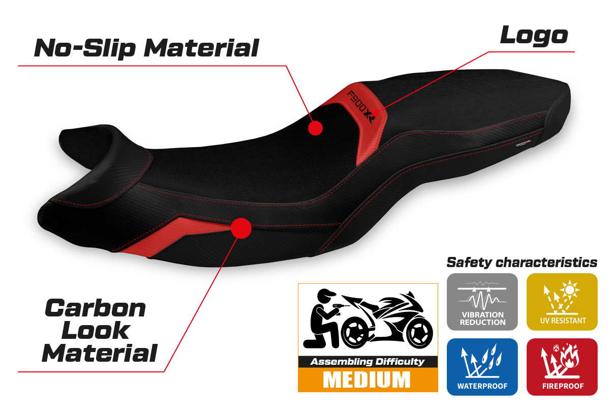 BMW F900XR 2019-2026 Seat Cover Tappezzeria Italia TPZ in Red and Black
