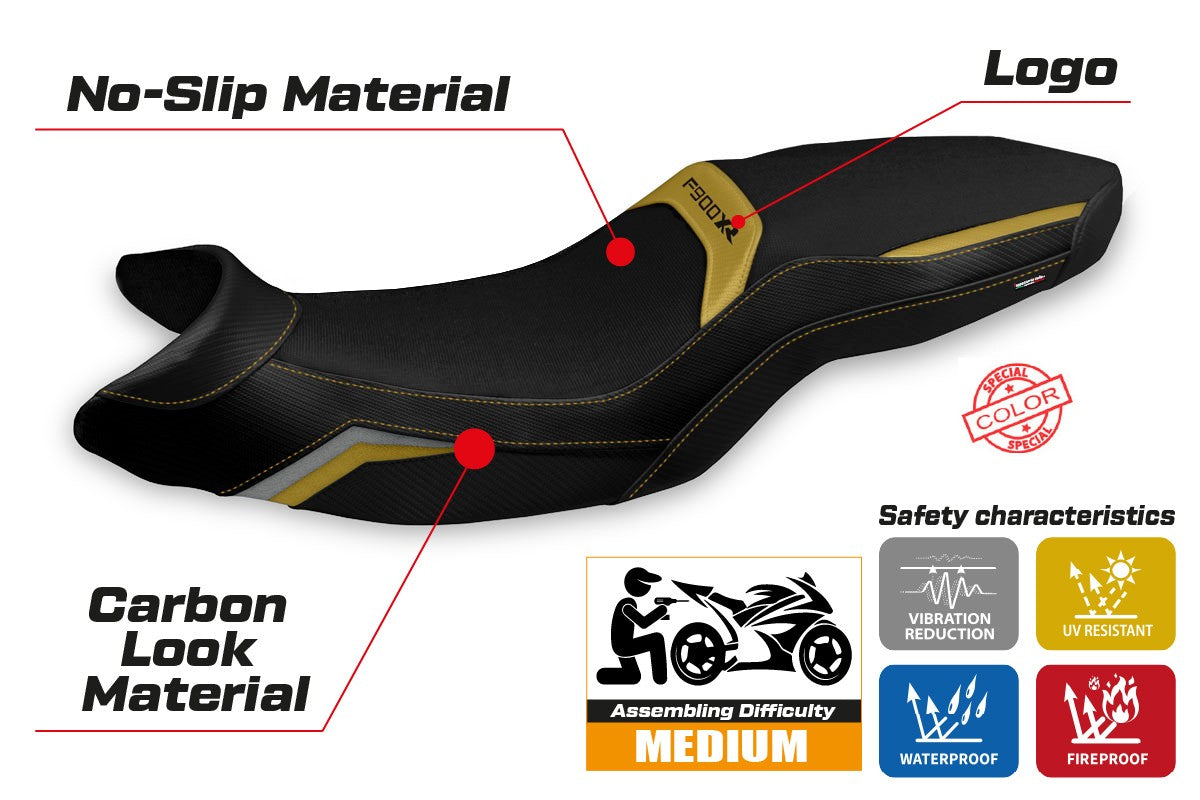 BMW F900XR 2019-2026 Seat Cover TPZ Italia Comfort Gold Silver