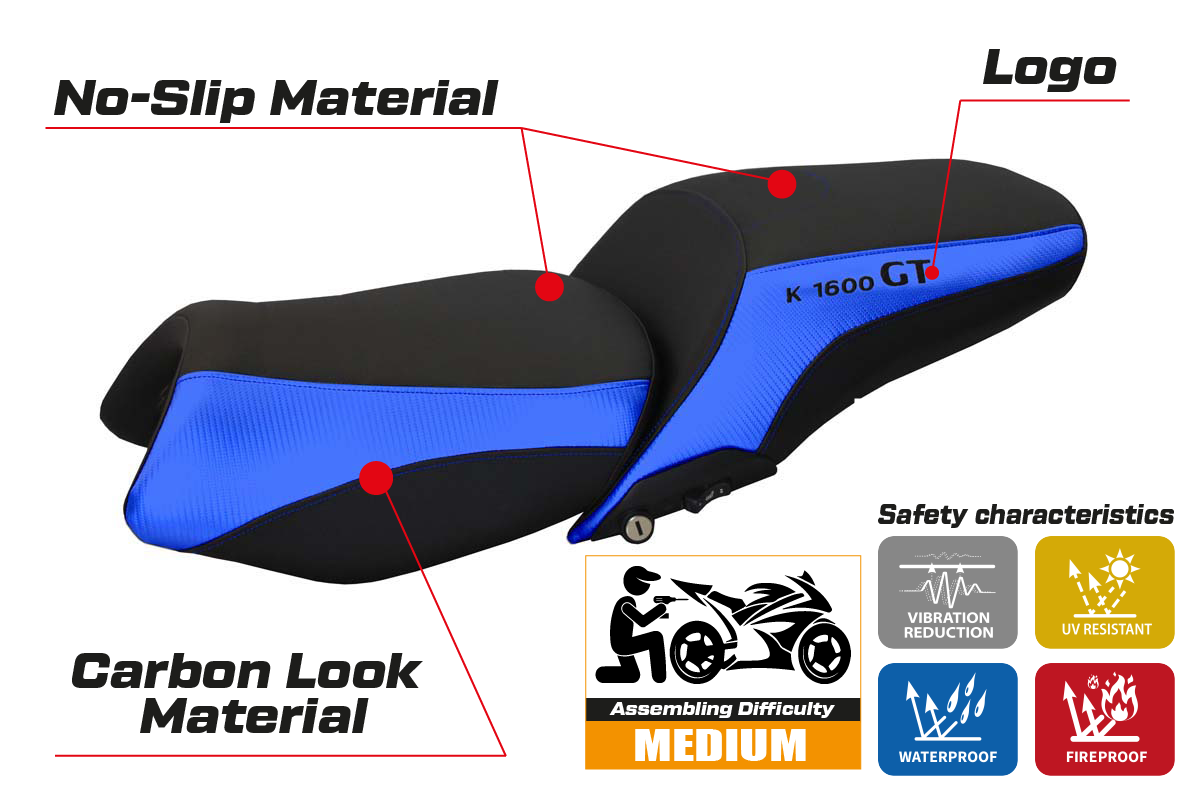 BMW K1600GT 2010-2026 Seat Cover Tappezzeria Italia TPZ in Blue