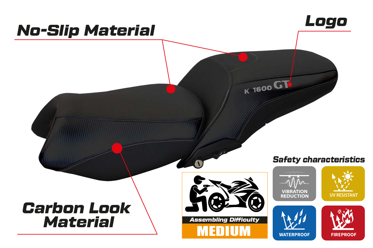 BMW K1600GT 2010-2026 Seat Cover Tappezzeria Italia TPZ in Black