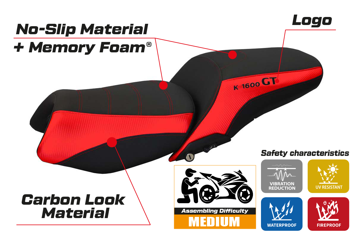 BMW K1600GT 2010-2026 Seat Cover Tappezzeria Italia TPZ Comfort in Red