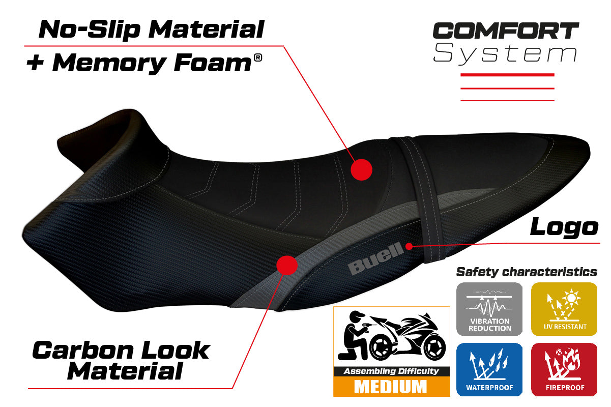 Buell XB12S XB12SX 2019-2021 Seat Cover Tappezzeria Italia TPZ Comfort in Grey and Black