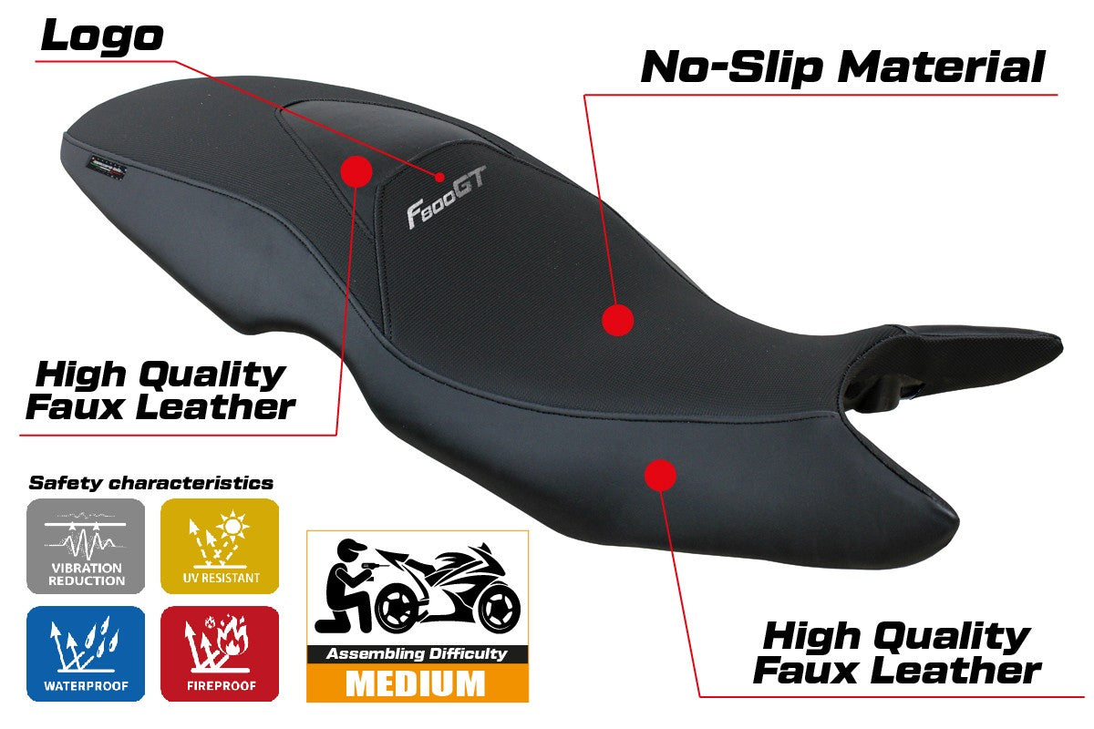 Funda de asiento Tappezzeria Italia TPZ negra para BMW F800GT 2012 2013 2014 2015 2016