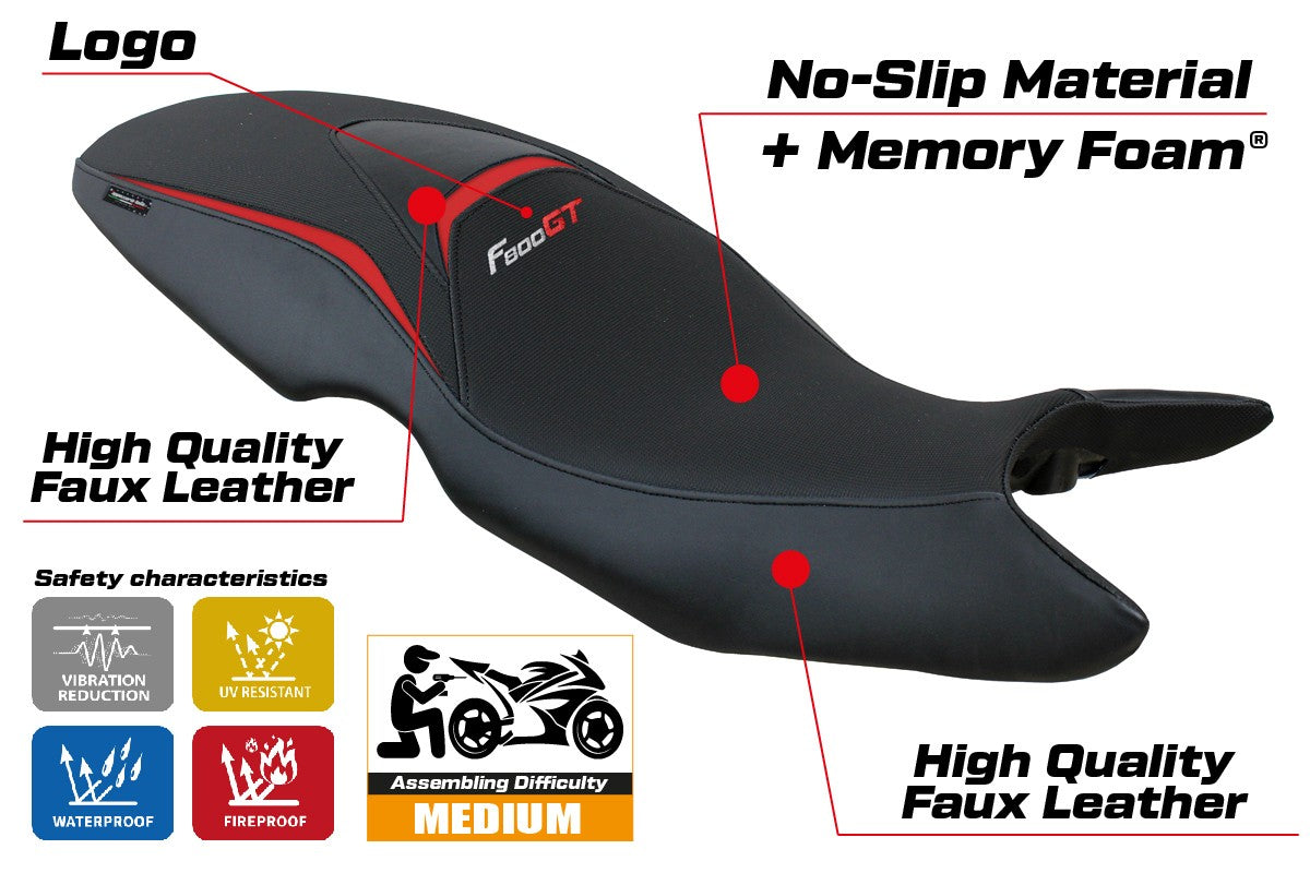 BMW F800GT 2012 2013 2014 2015 2016 Seat Cover Tappezzeria Italia TPZ Comfort Red Black