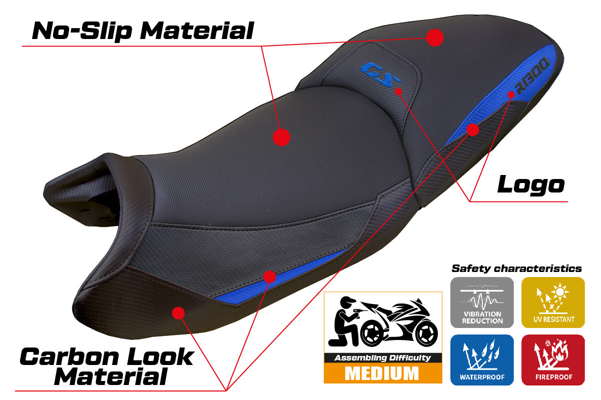 BMW R1300GS 2023-2026 Touring Seat Cover Tappezzeria Italia TPZ in Blue and Black