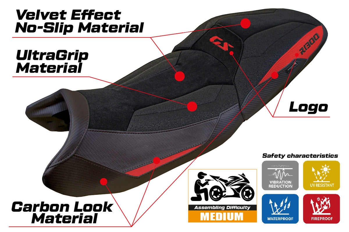 BMW R1300GS Touring 2023-2026 Seat Cover TPZ Italia Velvet Ultragrip Red