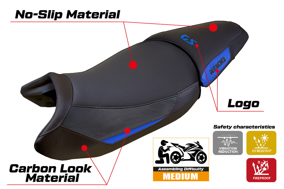 BMW R1300GS 2023-2025 Standard Seat Cover Tappezzeria Italia TPZ in Blue and Black