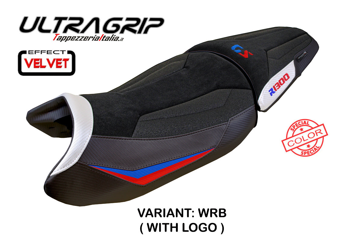 BMW R1300GS 2023-2025 Standard Seat Cover Tappezzeria Italia TPZ Ultragrip in White Red and Blue