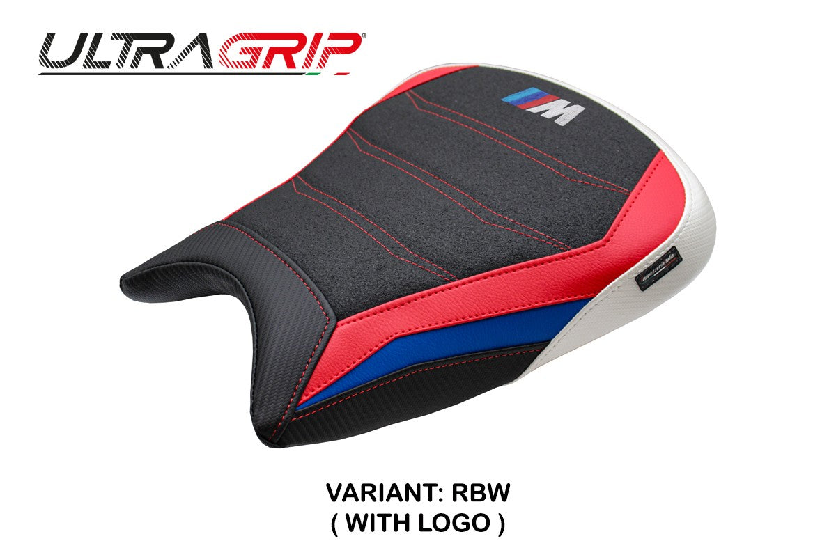 Funda de asiento BMW M1000RR 2023-2025 Tappezzeria Italia TPZ Ultragrip Rojo Blanco Azul Negro