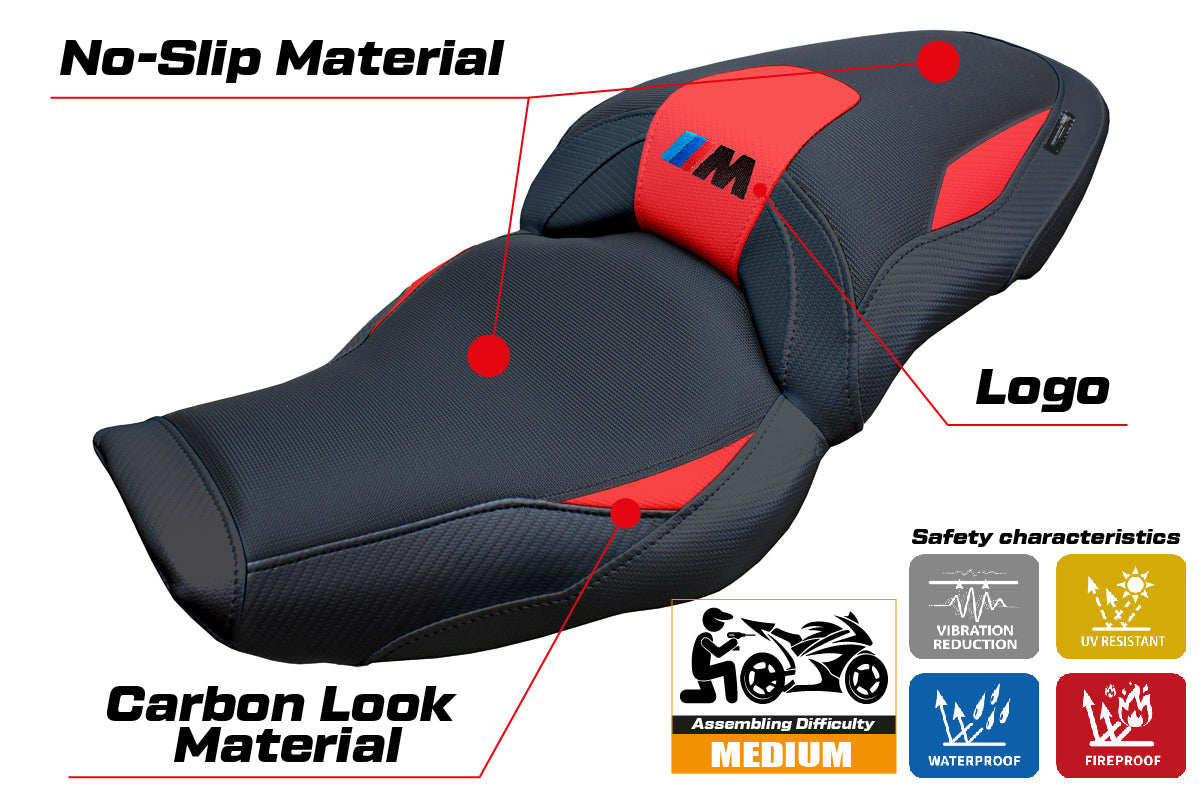 BMW M1000XR 2024-2026 Seat Cover Tappezzeria Italia TPZ in Red and Black
