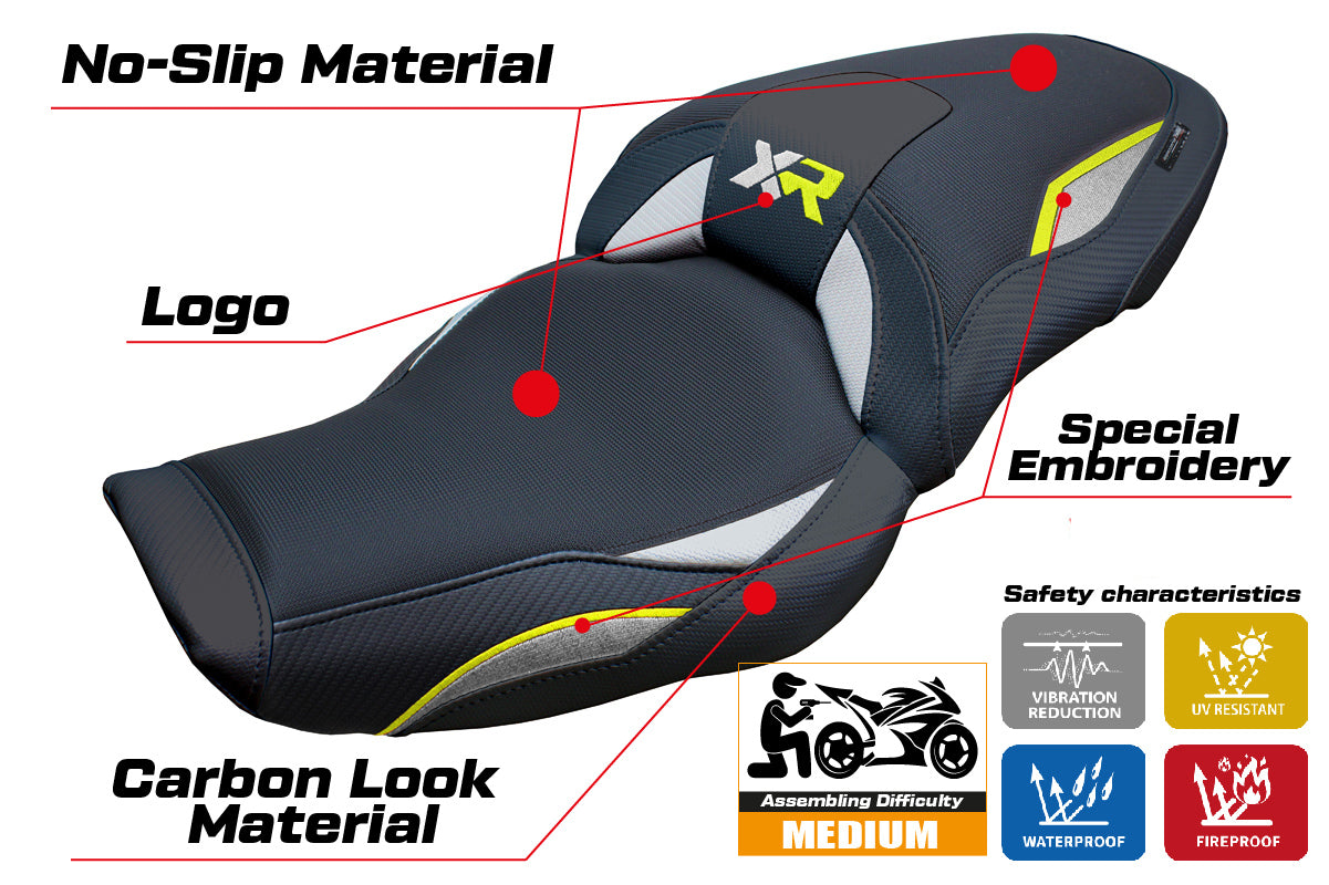 BMW S1000XR 2024-2025 Seat Cover Tappezzeria Italia TPZ in Silver Yellow and Black