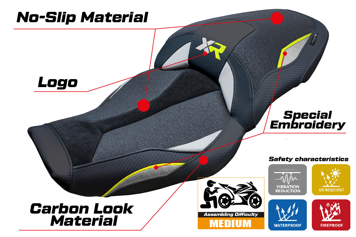 BMW S1000XR 2024-2025 Seat Cover Tappezzeria Italia TPZ Ultragrip in Silver Yellow and Black