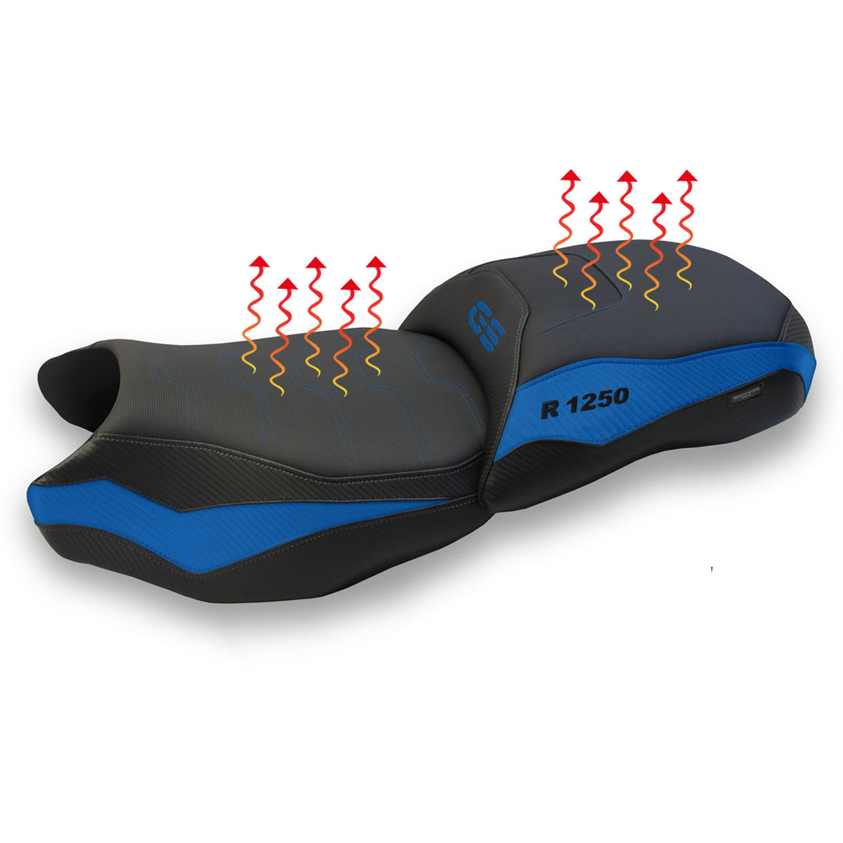 Funda de asiento calefactable Comfort Tappezzeria Italia TPZ para BMW R1250GS 2019-2023 en azul y negro