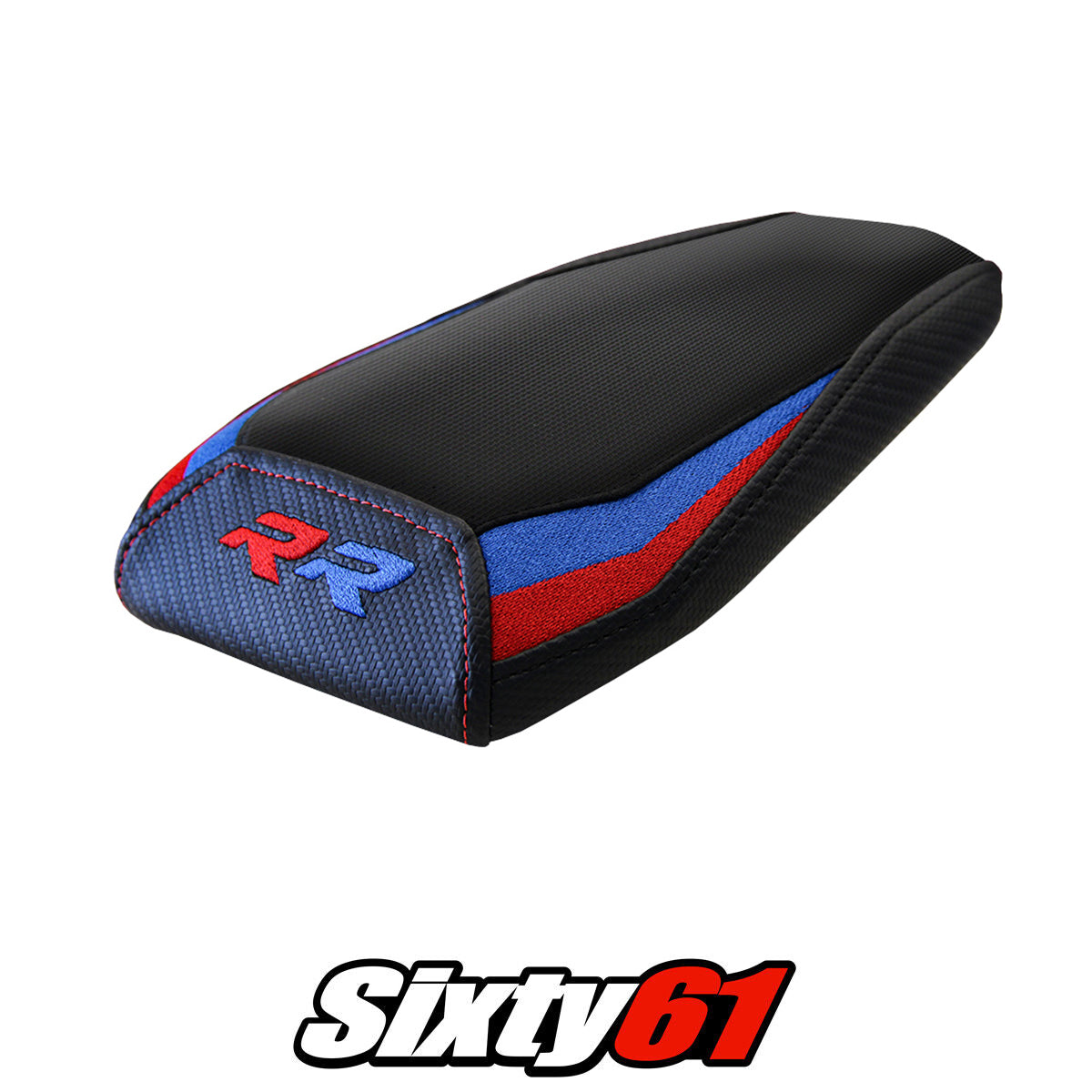 Funda para asiento trasero BMW M1000RR 2021-2022 Tappezzeria Italia TPZ Comfort en rojo, azul y negro