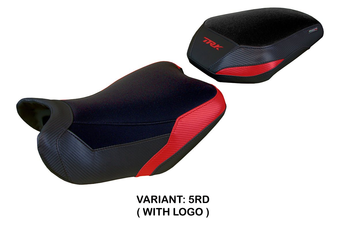 Funda de asiento Benelli TRK 702 2023-2025 Tappezzeria Italia TPZ en rojo y negro