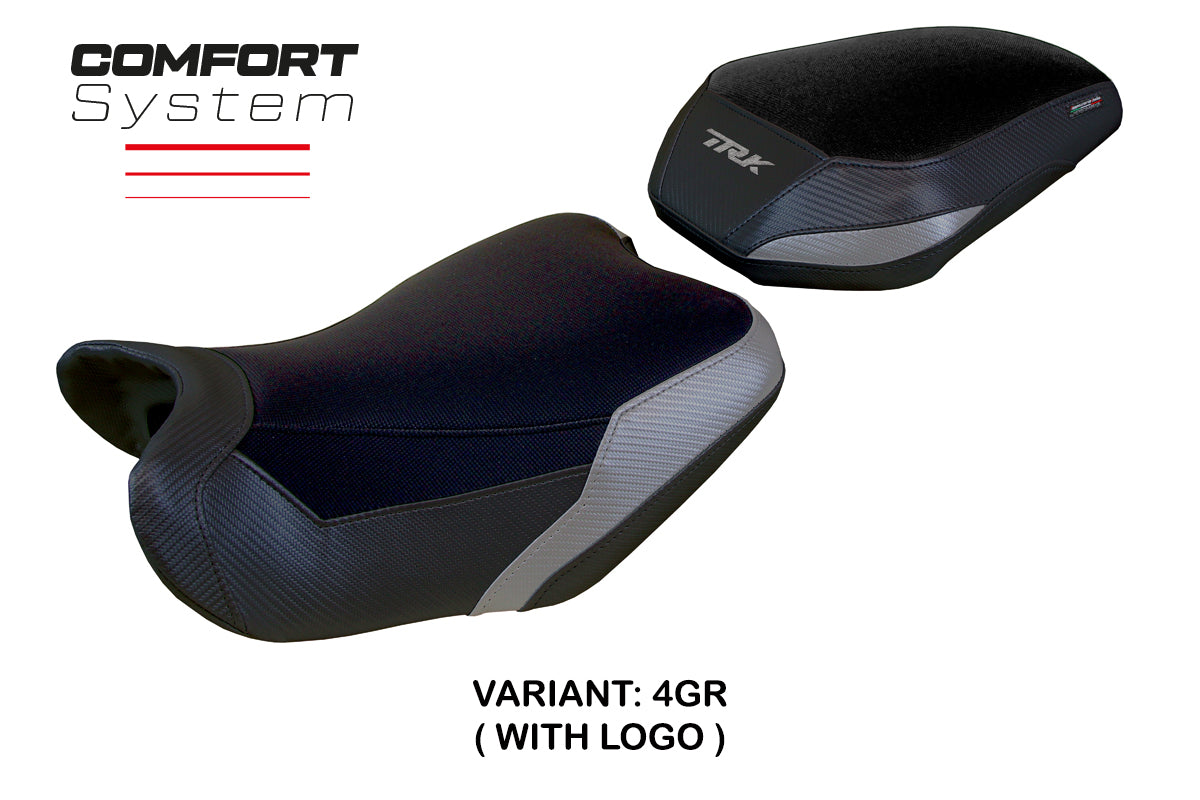 Funda de asiento Benelli TRK 702 2023-2025 Tappezzeria Italia TPZ Comfort en gris y negro