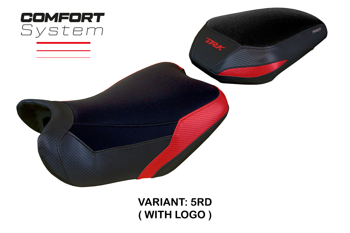 Funda de asiento Benelli TRK 702 2023-2025 Tappezzeria Italia TPZ Comfort en rojo y negro