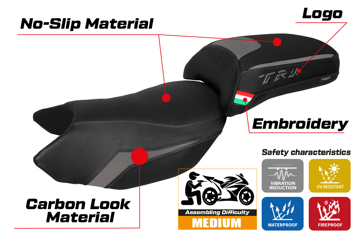 Funda Asiento Benelli TRK 502 2017-2025 Tappezzeria Italia TPZ en Gris Negro