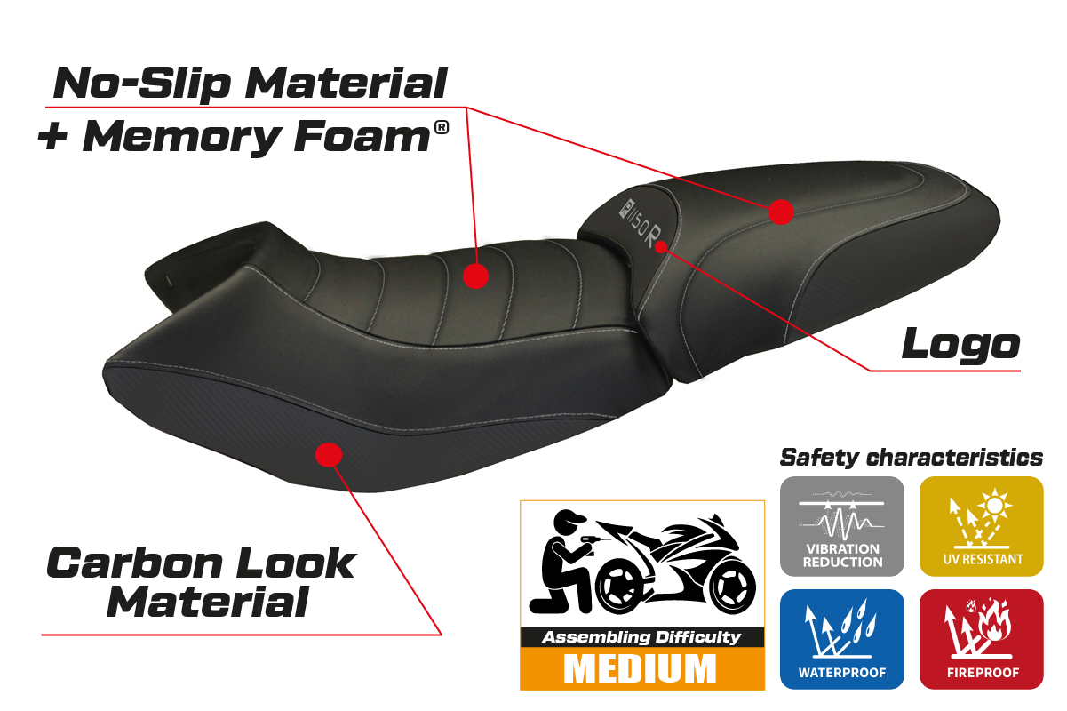 Funda de asiento BMW R1150R 2000-2007 Tappezzeria Italia TPZ Comfort Negro