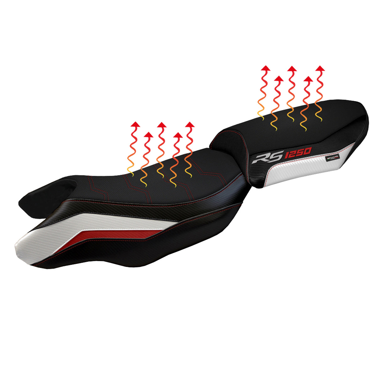 BMW R1250RS 2020-2024 Comfort Heated Seat Cover Tappezzeria Italia TPZ in White and Red