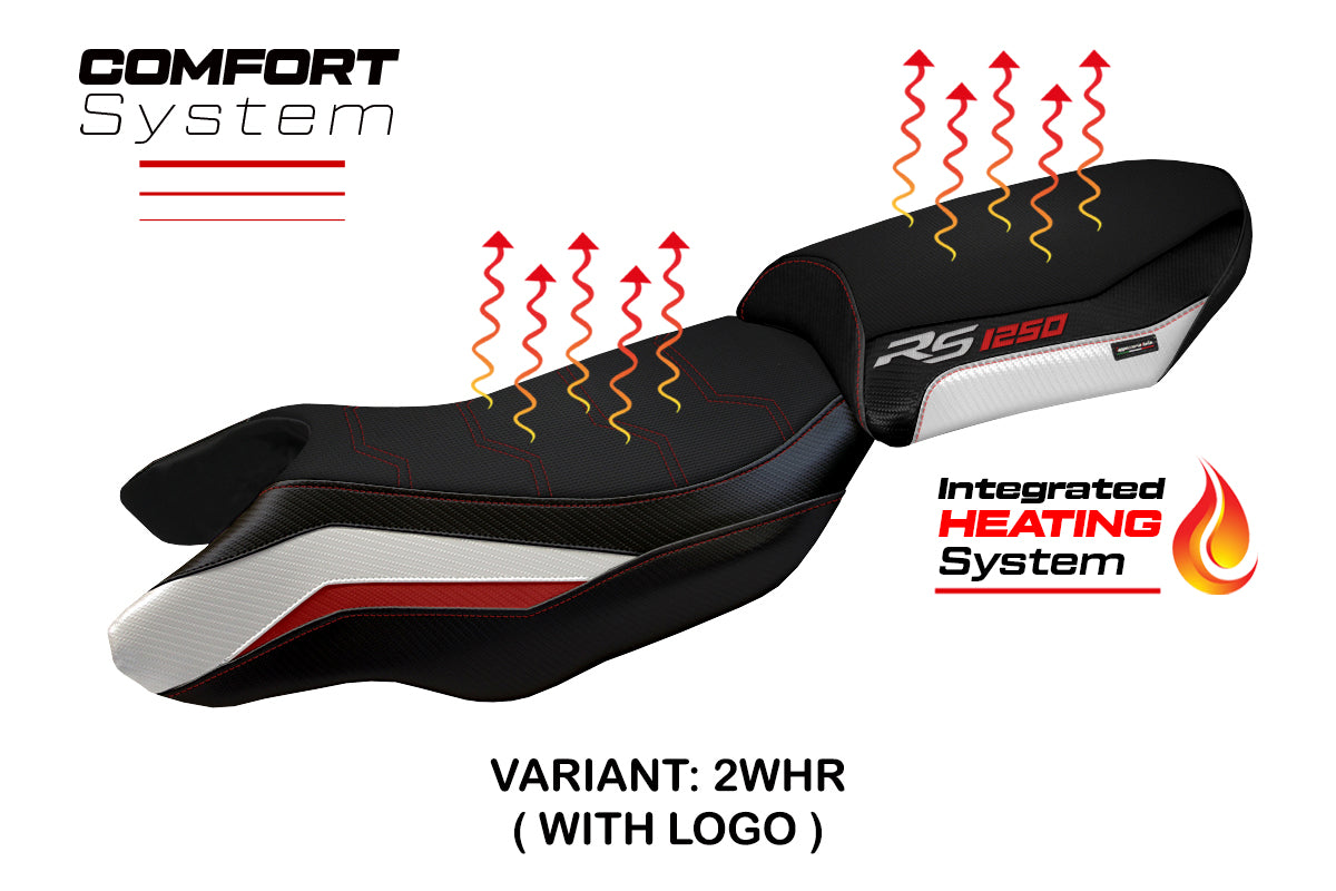 BMW R1250RS 2020-2024 Comfort Heated Seat Cover Tappezzeria Italia TPZ in White and Red