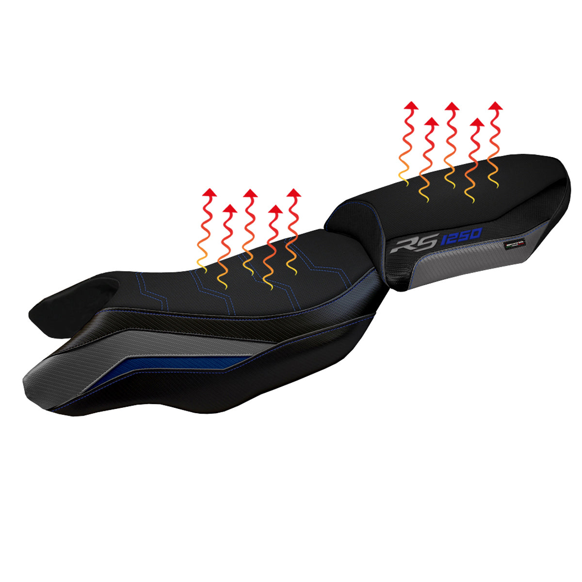 Funda de asiento calefactable Comfort Tappezzeria Italia TPZ para BMW R1250RS 2020-2024 en azul y gris