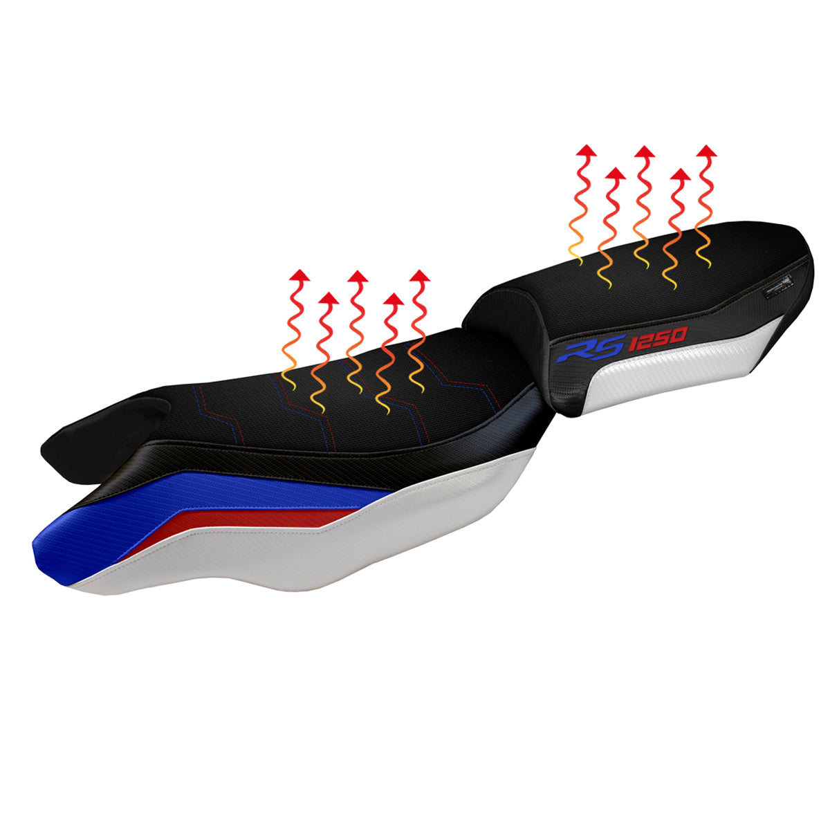 BMW R1250RS 2020-2024 Comfort Heated Seat Cover Tappezzeria Italia TPZ in Blue White Red