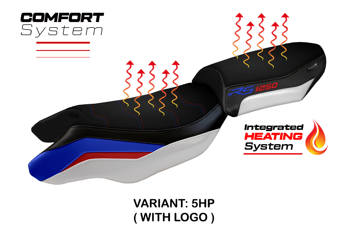 BMW R1250RS 2020-2024 Comfort Heated Seat Cover Tappezzeria Italia TPZ in Blue White Red