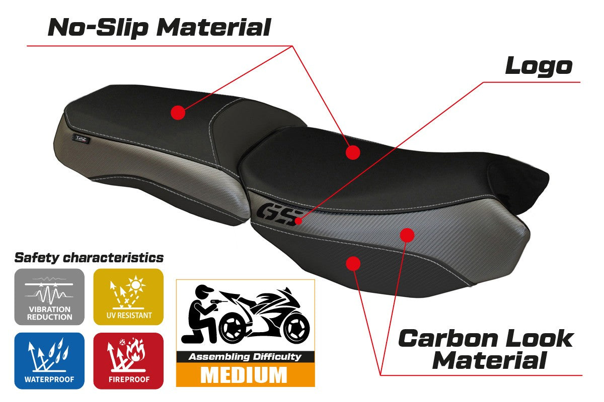 BMW R1200GS ADV 2013-2018 Seat Cover TPZ Italia Grey Black