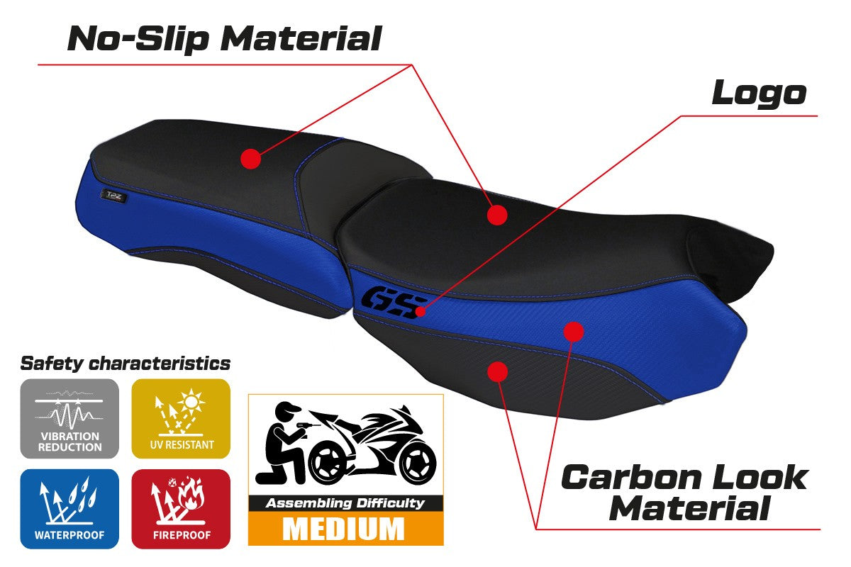 BMW R1200GS ADV 2013-2018 Seat Cover TPZ Italia Blue Black