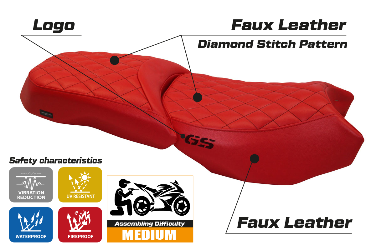 Funda de asiento para BMW R1200GS Adventure 2013-2018 Tappezzeria Italia TPZ en rojo diamante