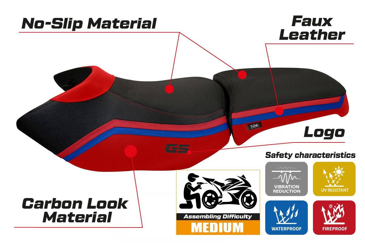 BMW R1200GS ADV 2006-2012 Seat Cover TPZ Italia Red Black SE
