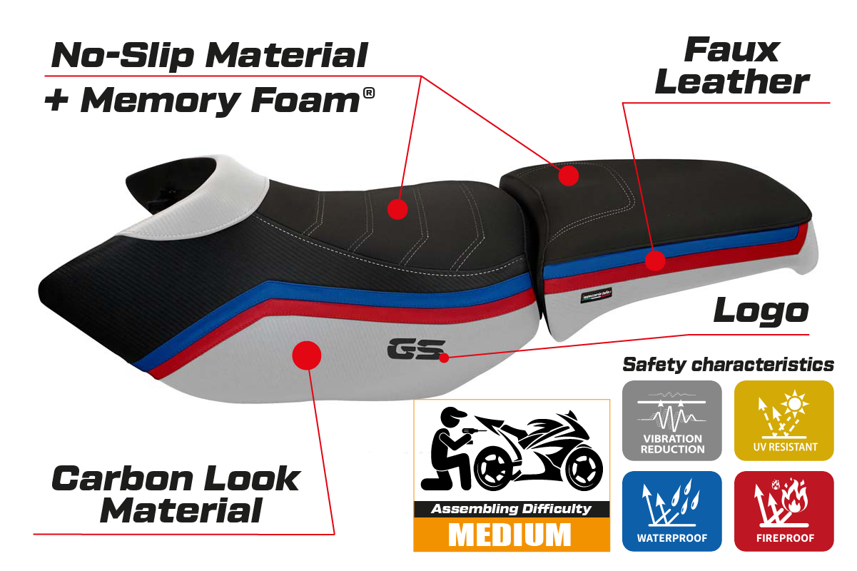 BMW R1200GS Adventure 2006-2012 Seat Cover Tappezzeria Italia TPZ Comfort in White SE