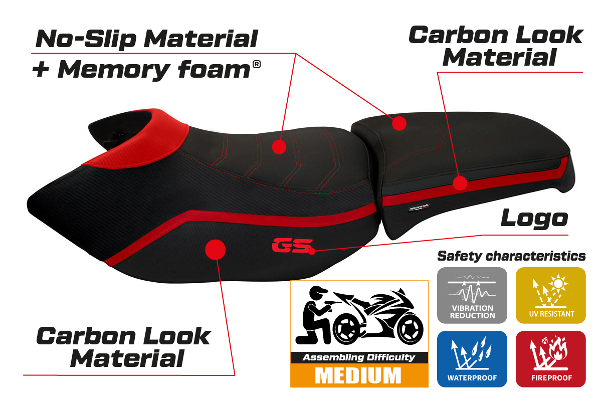 BMW R1200GS Adventure 2006-2012 Seat Cover Tappezzeria Italia TPZ Comfort in Red