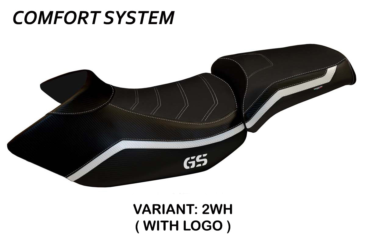 Funda de asiento BMW R1200GS 2005-2012 Tappezzeria Italia TPZ Comfort en blanco y negro
