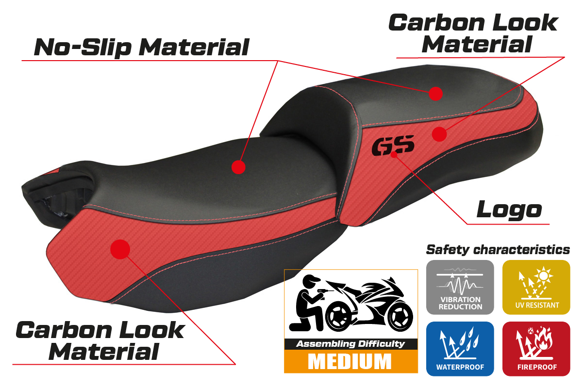 BMW R1200GS 2013-2018 Seat Cover TPZ Italia Red Black