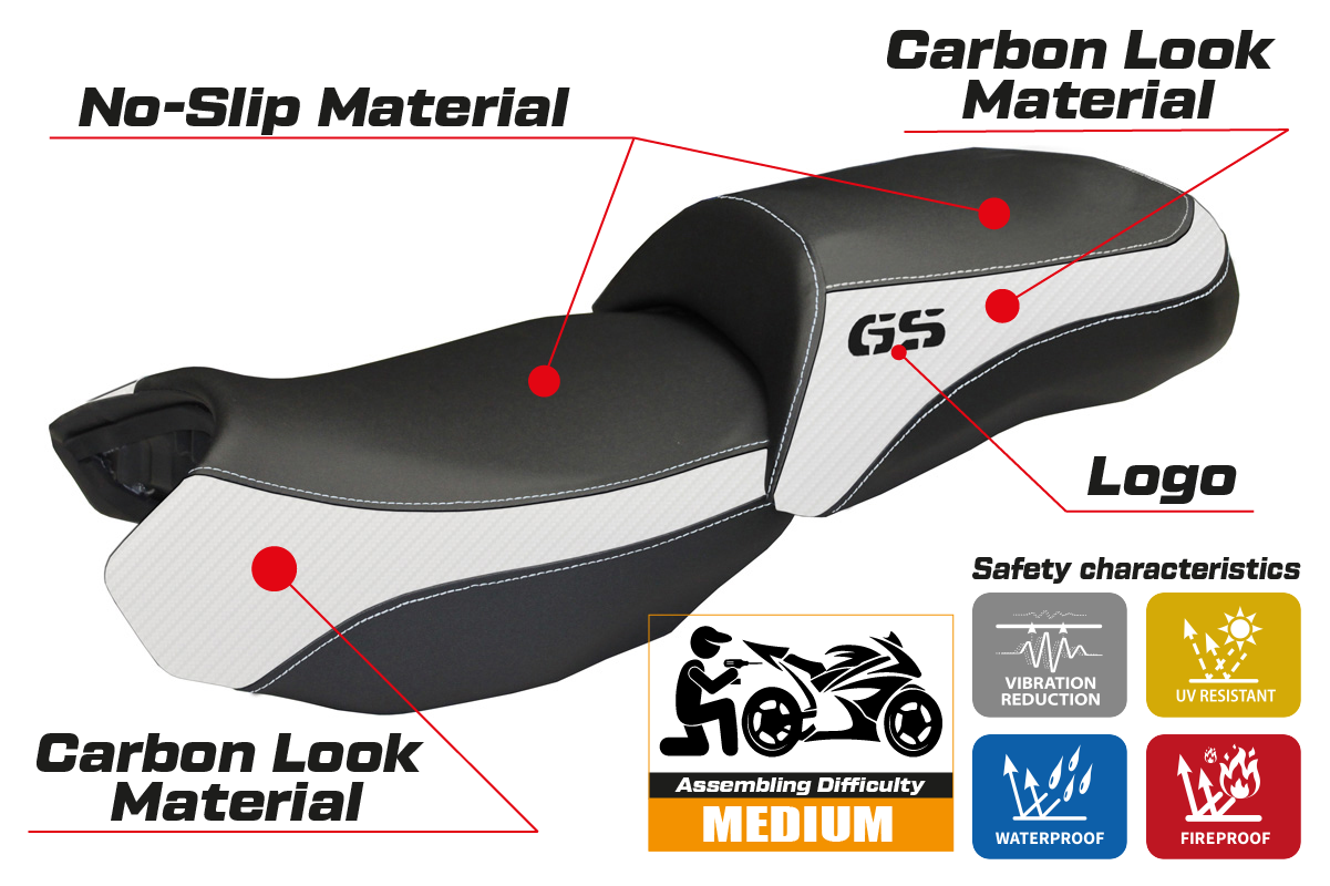 BMW R1200GS 2013-2018 Seat Cover TPZ Italia White Black