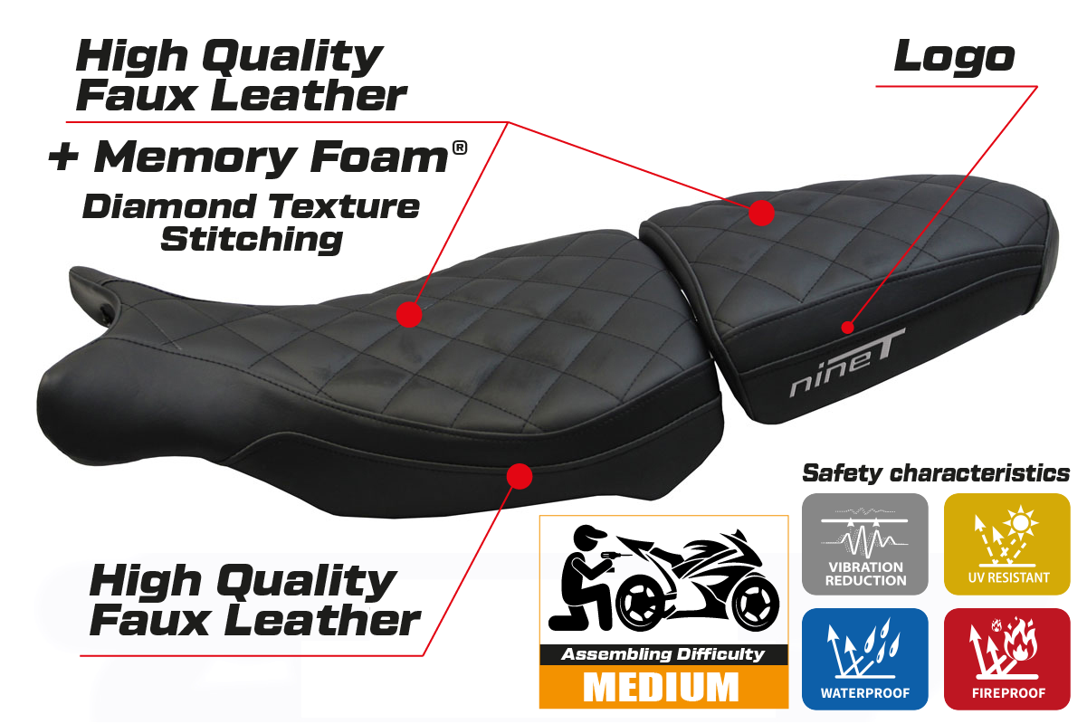BMW R1200 Nine T 2014-2024 Seat Cover Tappezzeria Italia TPZ Comfort in Black FR