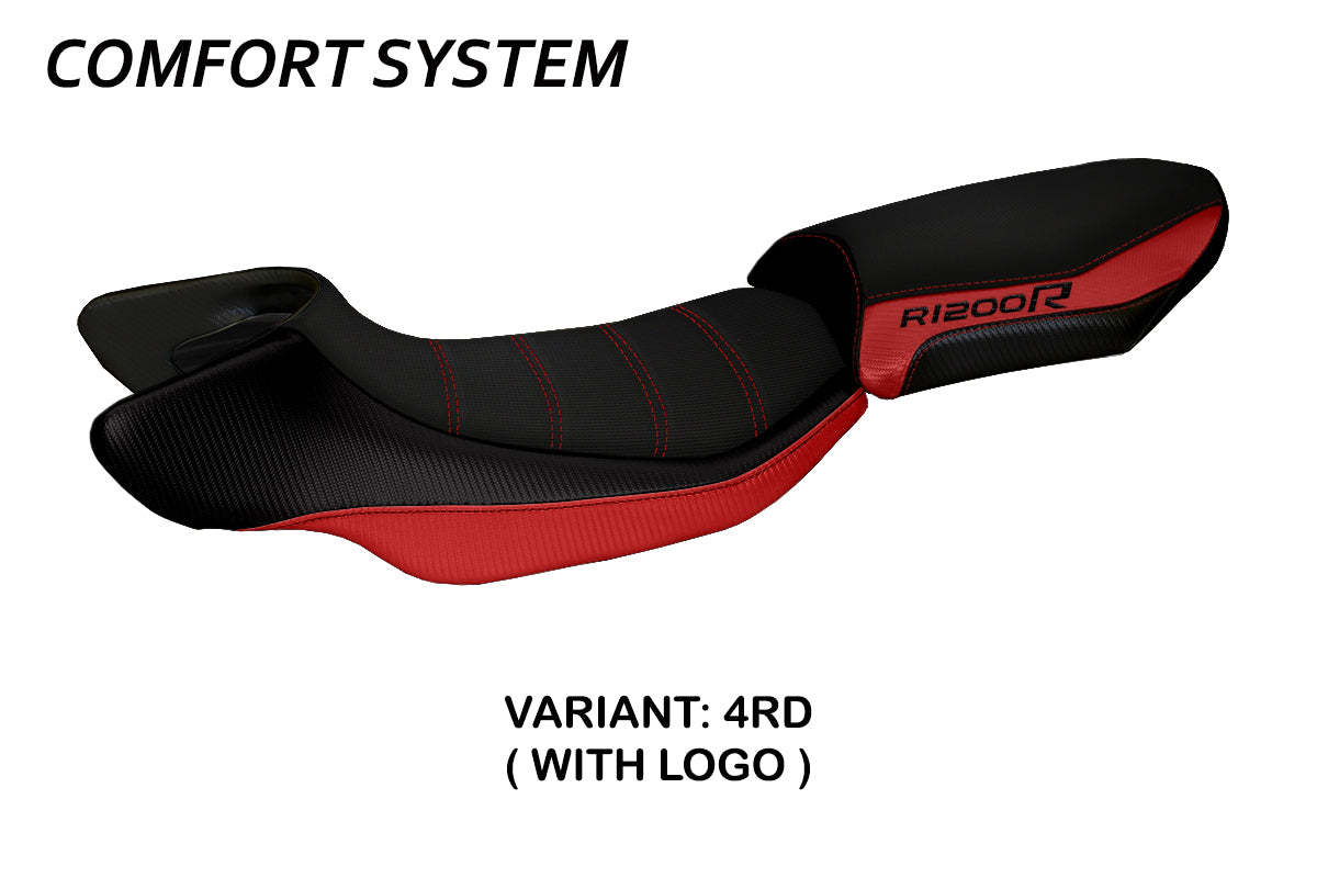 Funda de asiento BMW R1200R 2015-2018 Tappezzeria Italia TPZ Comfort en rojo y negro