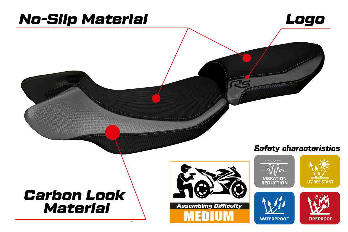 BMW R1200RS 2015-2019 Seat Cover Tappezzeria Italia TPZ in Grey and Black