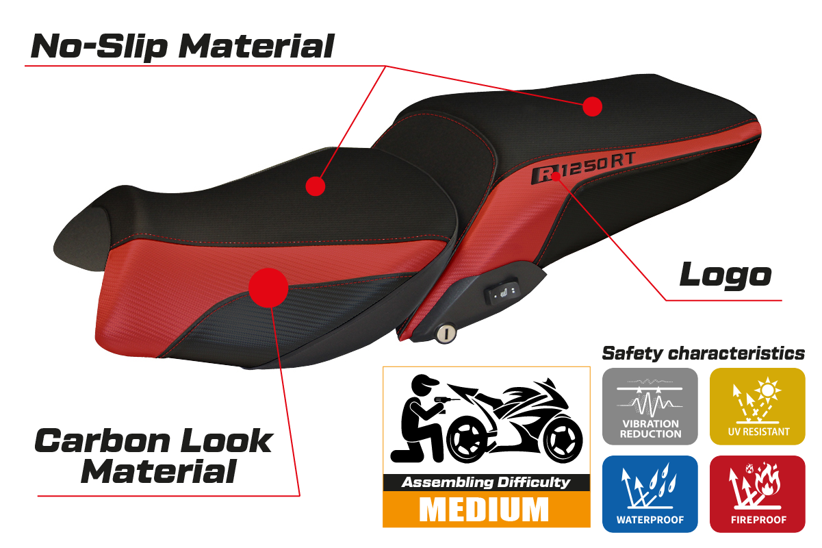 BMW R1250RT 2019-2025 Seat Cover Tappezzeria Italia TPZ in Red and Black