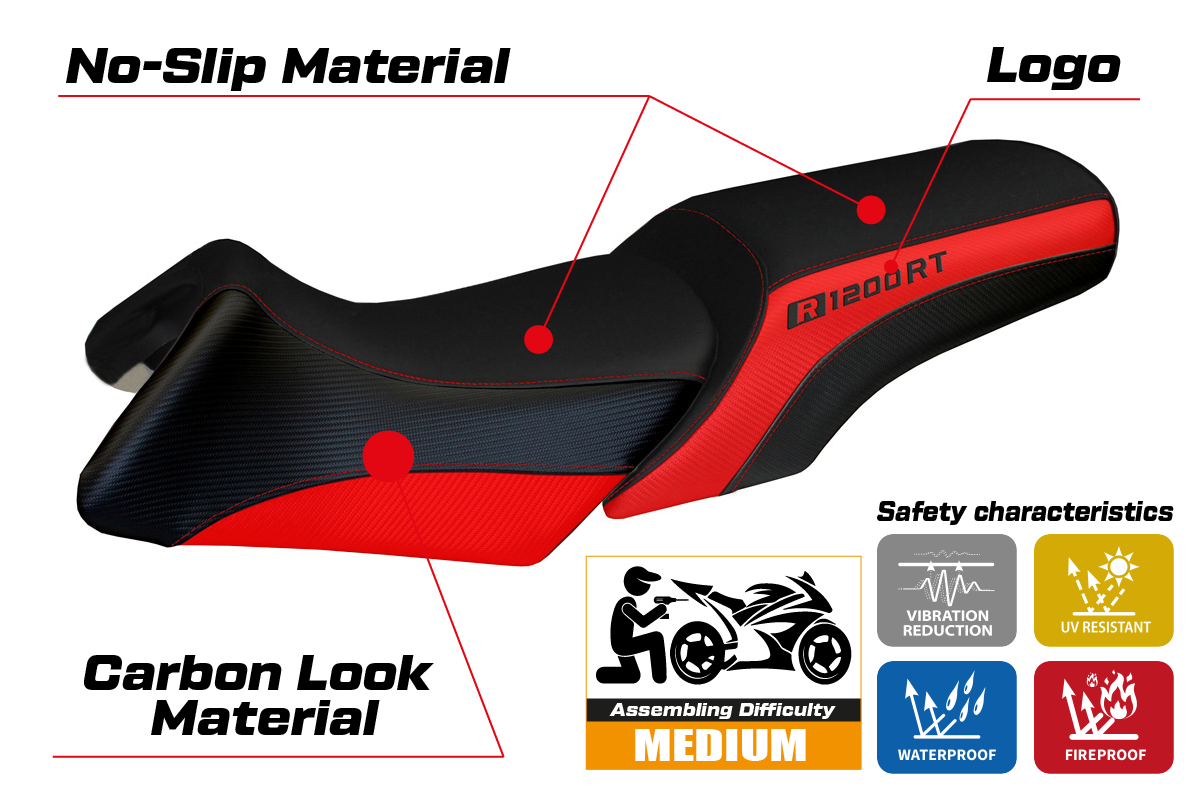 BMW R1200RT 2006-2013 Seat Cover Tappezzeria Italia TPZ in Red and Black