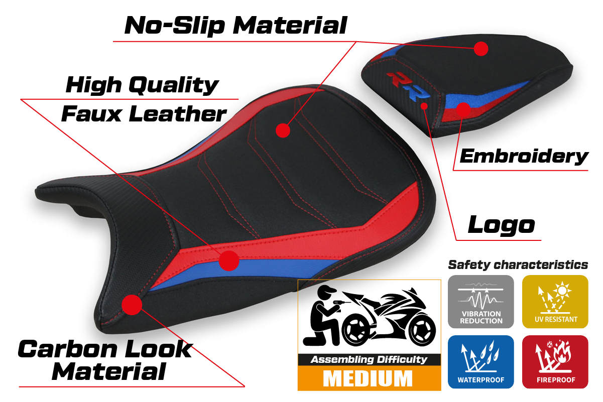 BMW S1000RR M Sport 2019-2026 Seat Cover Tappezzeria Italia TPZ Ultragrip in Black SE